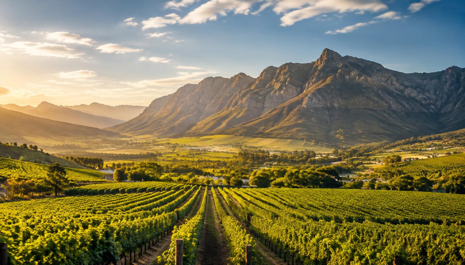 Vineyards and mountains in the Cape Winelands